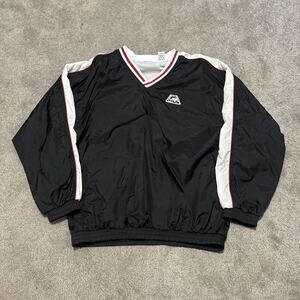 Vintage FILA 90s Black V-neck Pullover Golf Jacket Windbreaker Mens Size XL